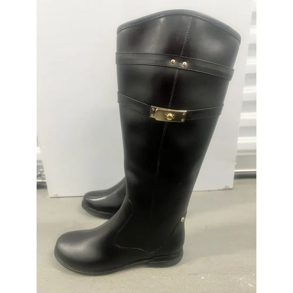 Mi. im Women's Black Knee High Boots‎ with Gold Accents Size 10 Equestrian
